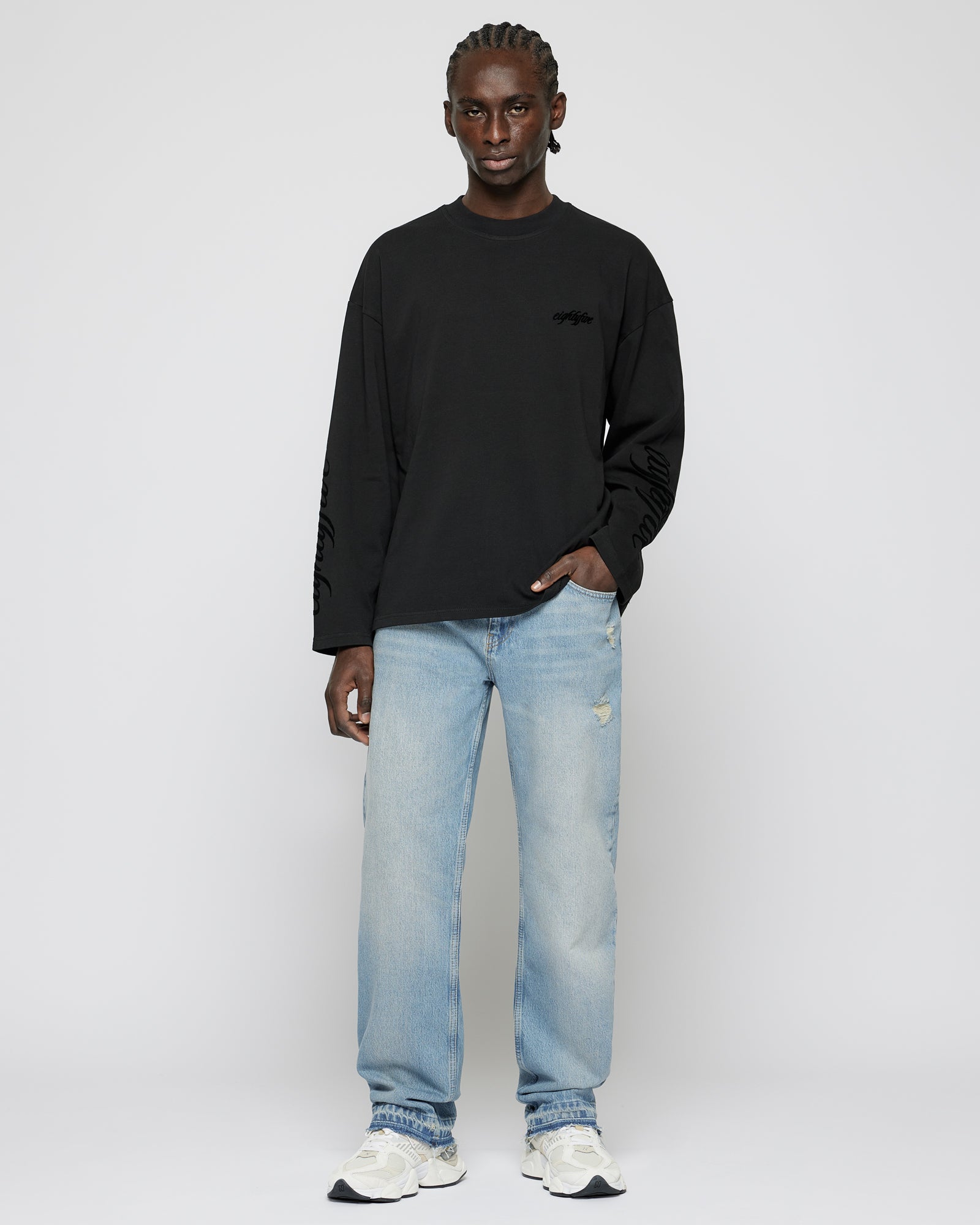 Open Hem Straight Denim