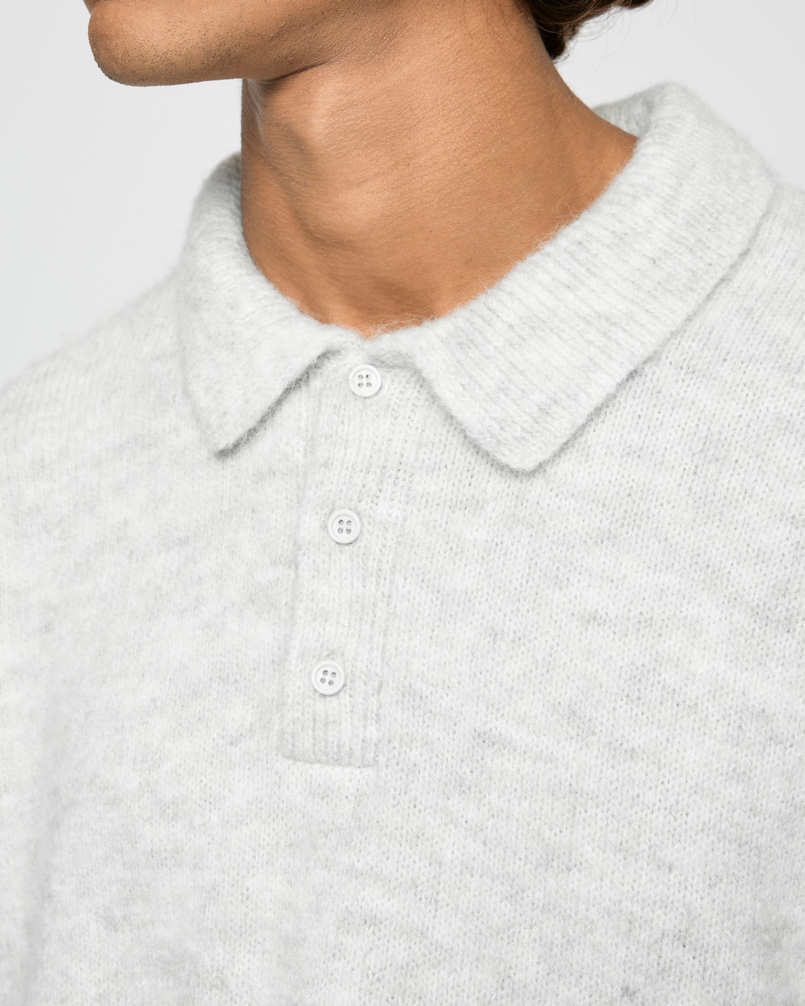 Hairy Knit Polo Sweater