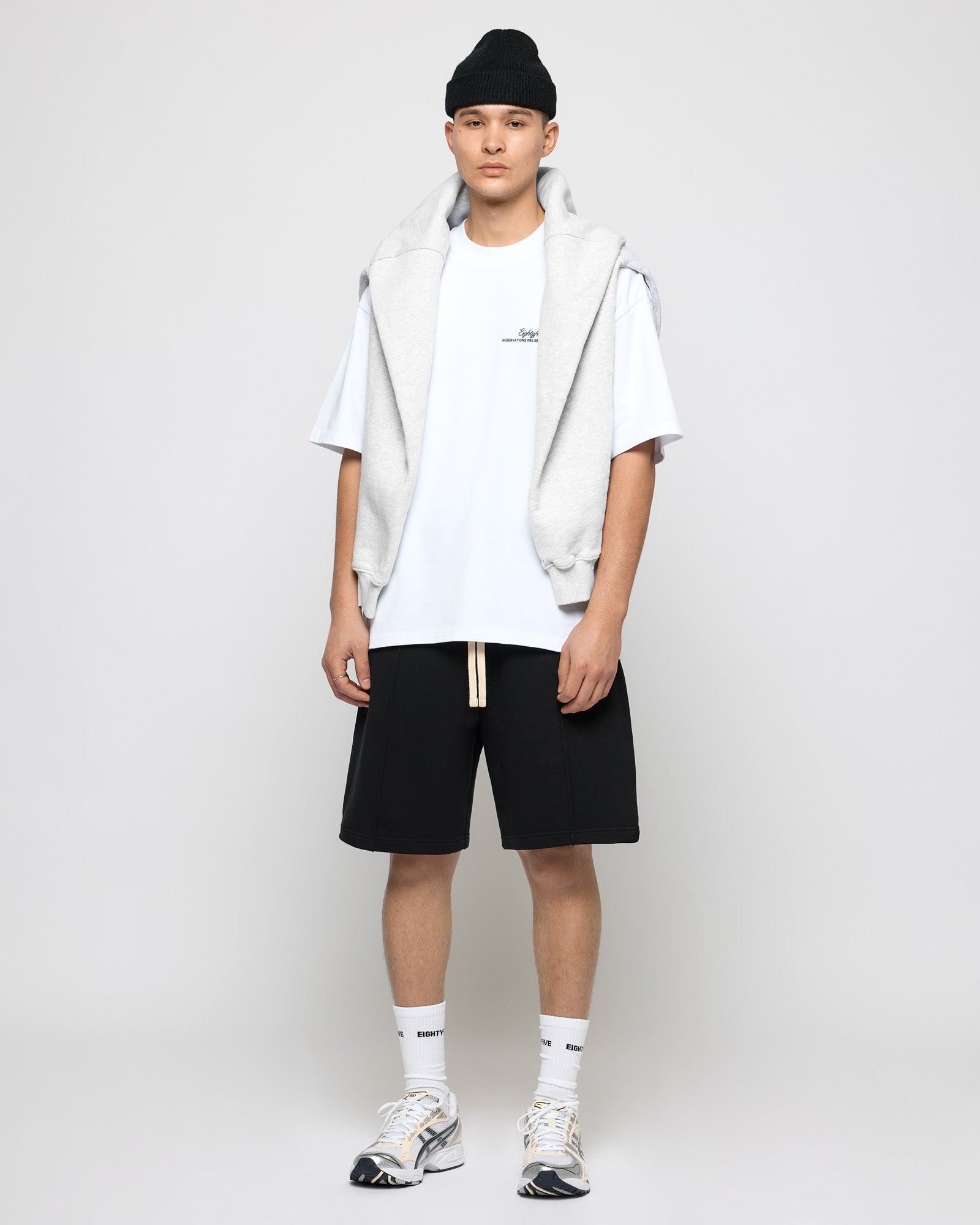 Pleated sweat shorts