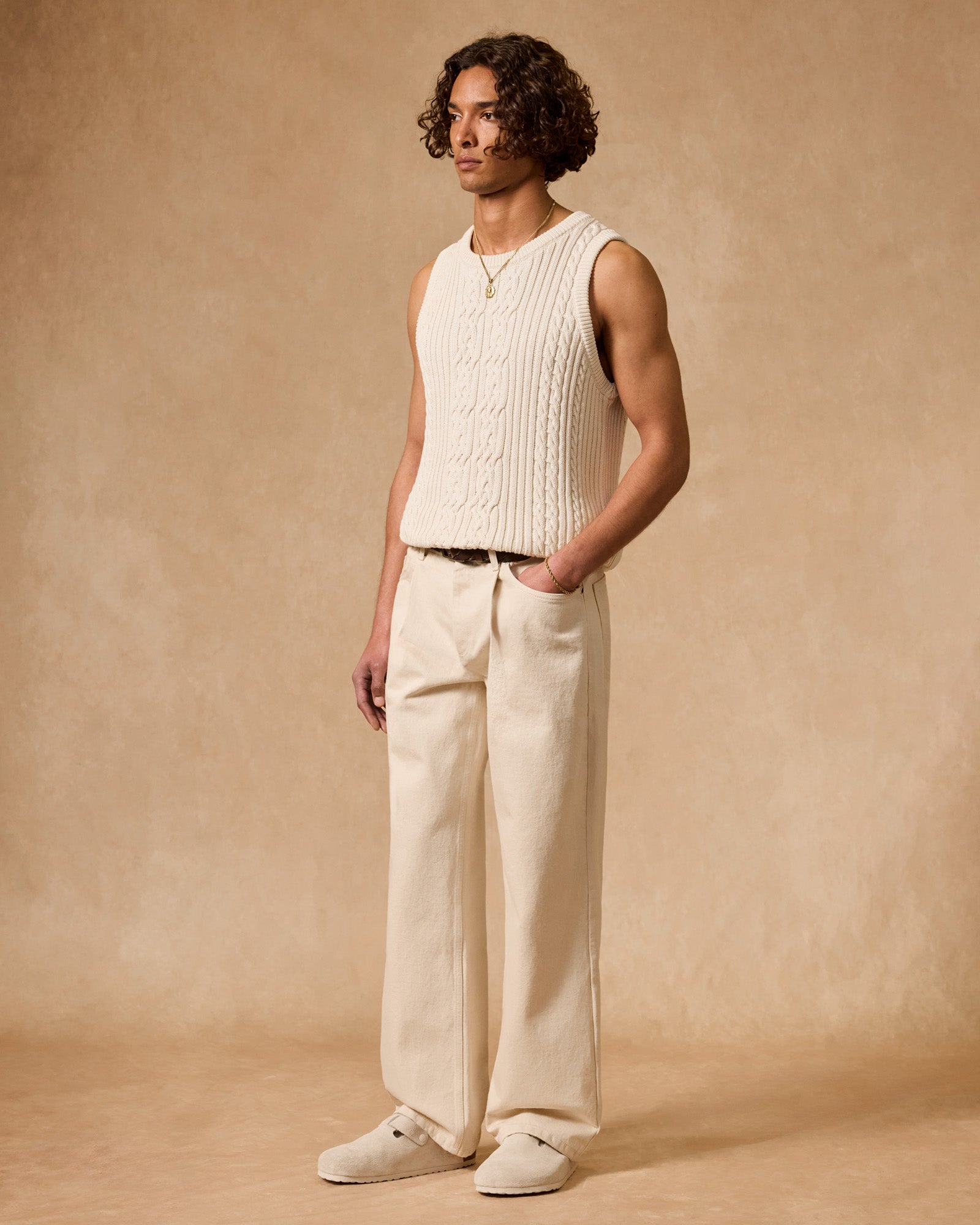 Pleated Relaxed Denim