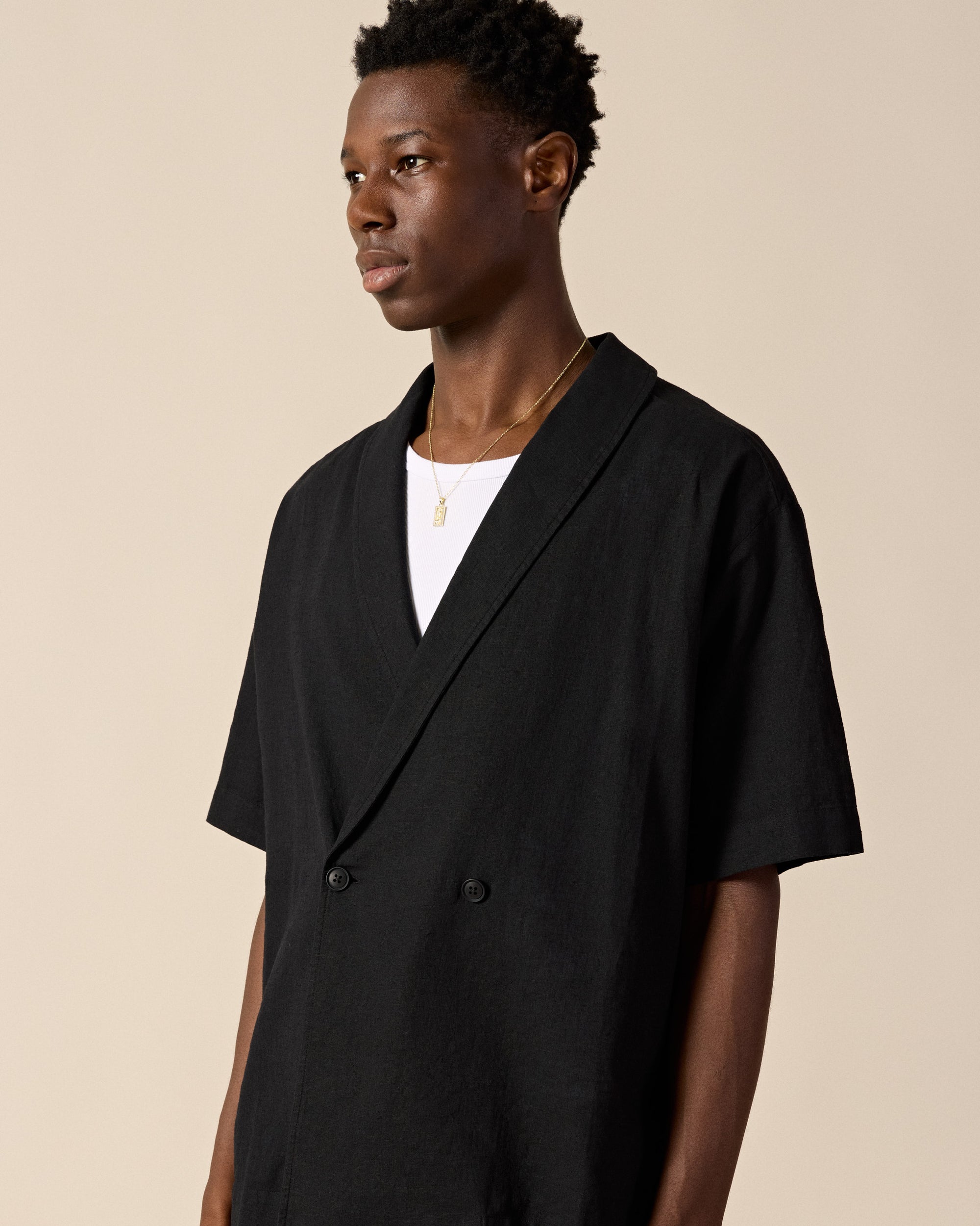Double-Breasted Cotton Linen Shirt